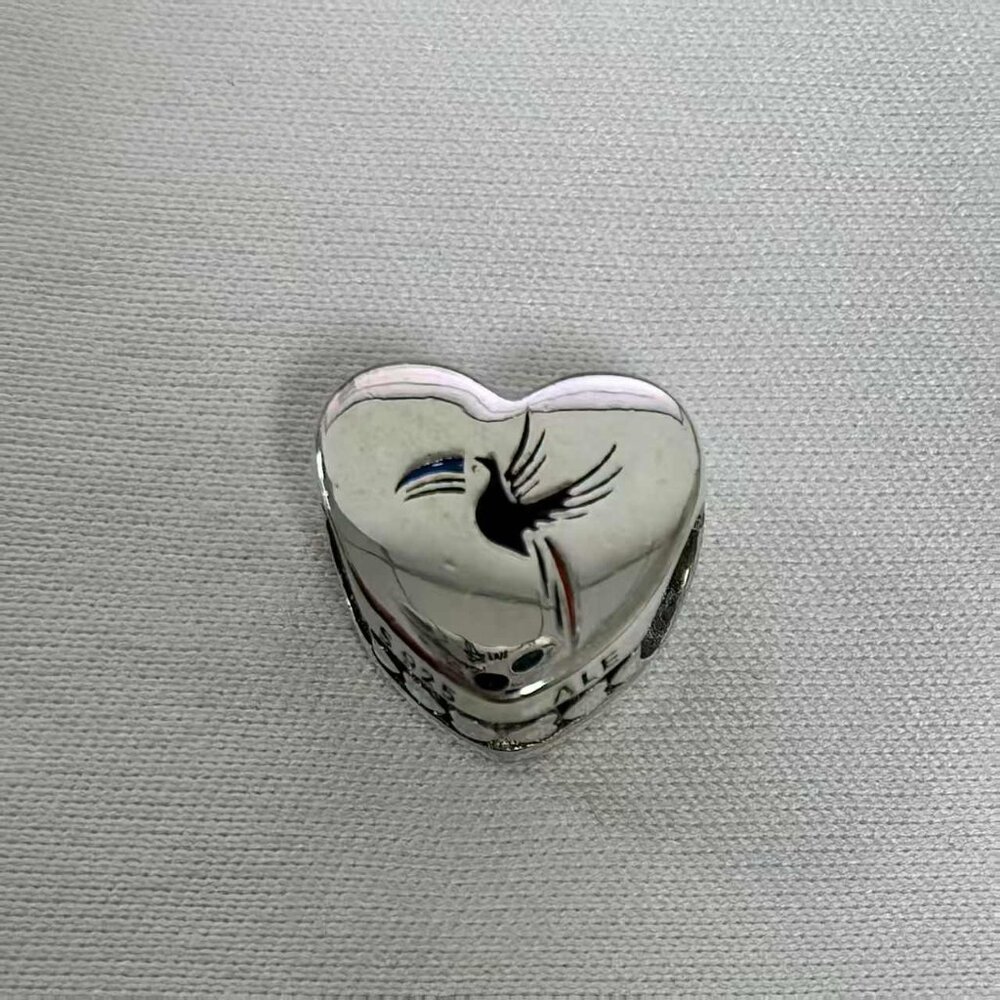 Pandora Belize Rainbow-billed Toucan Heart Bead Charm, S925 Silver Jewelry